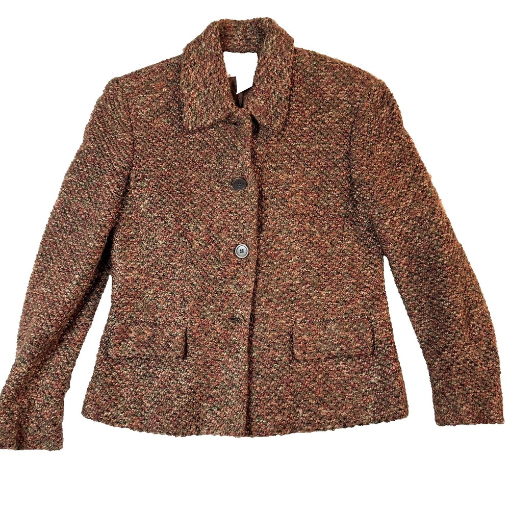 80s Cottagecore Blazer Womens 4 Brown Pink Tweed Career Barrie Pace Made USA